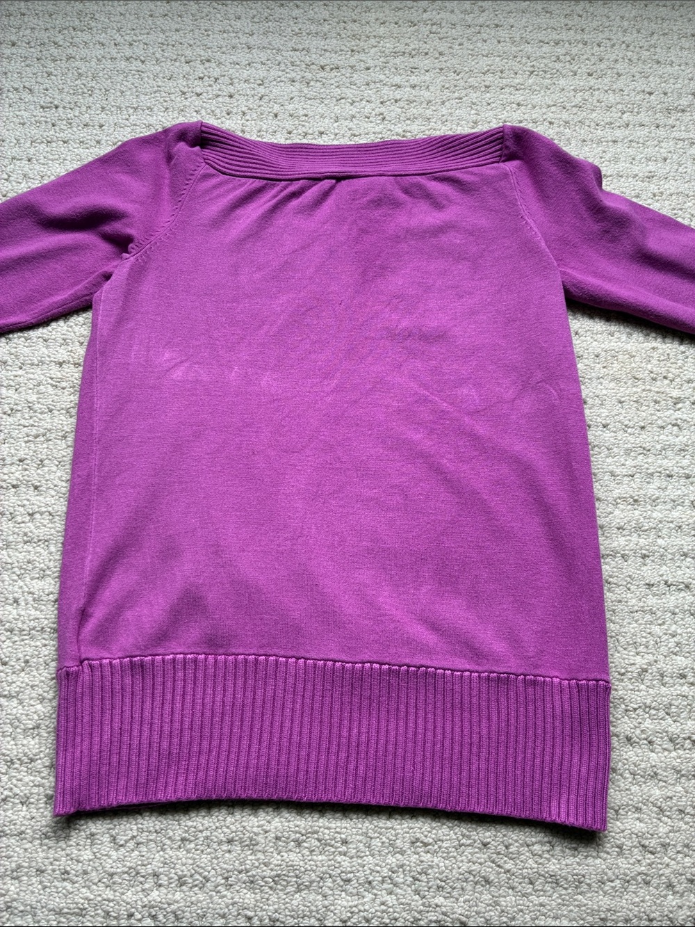 Cleo Women's Pinky Purple Ribbed Boat Neck Sweater Size Petite Medium - Picture 4 of 9